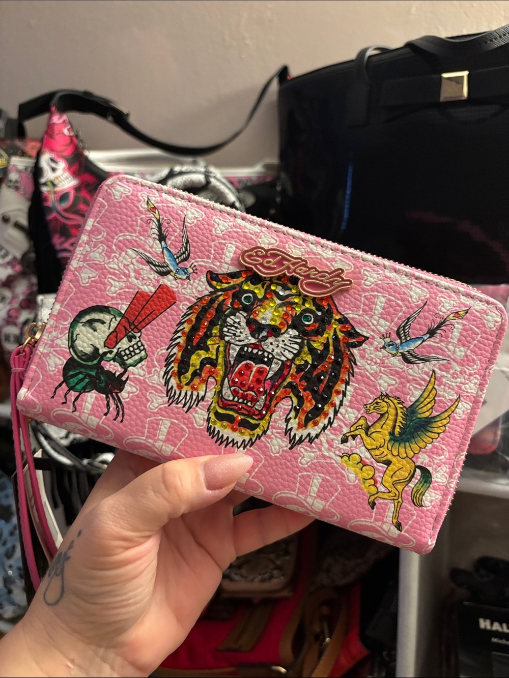 Ed Hardy Graphic Tiger Zip Wallet NWT